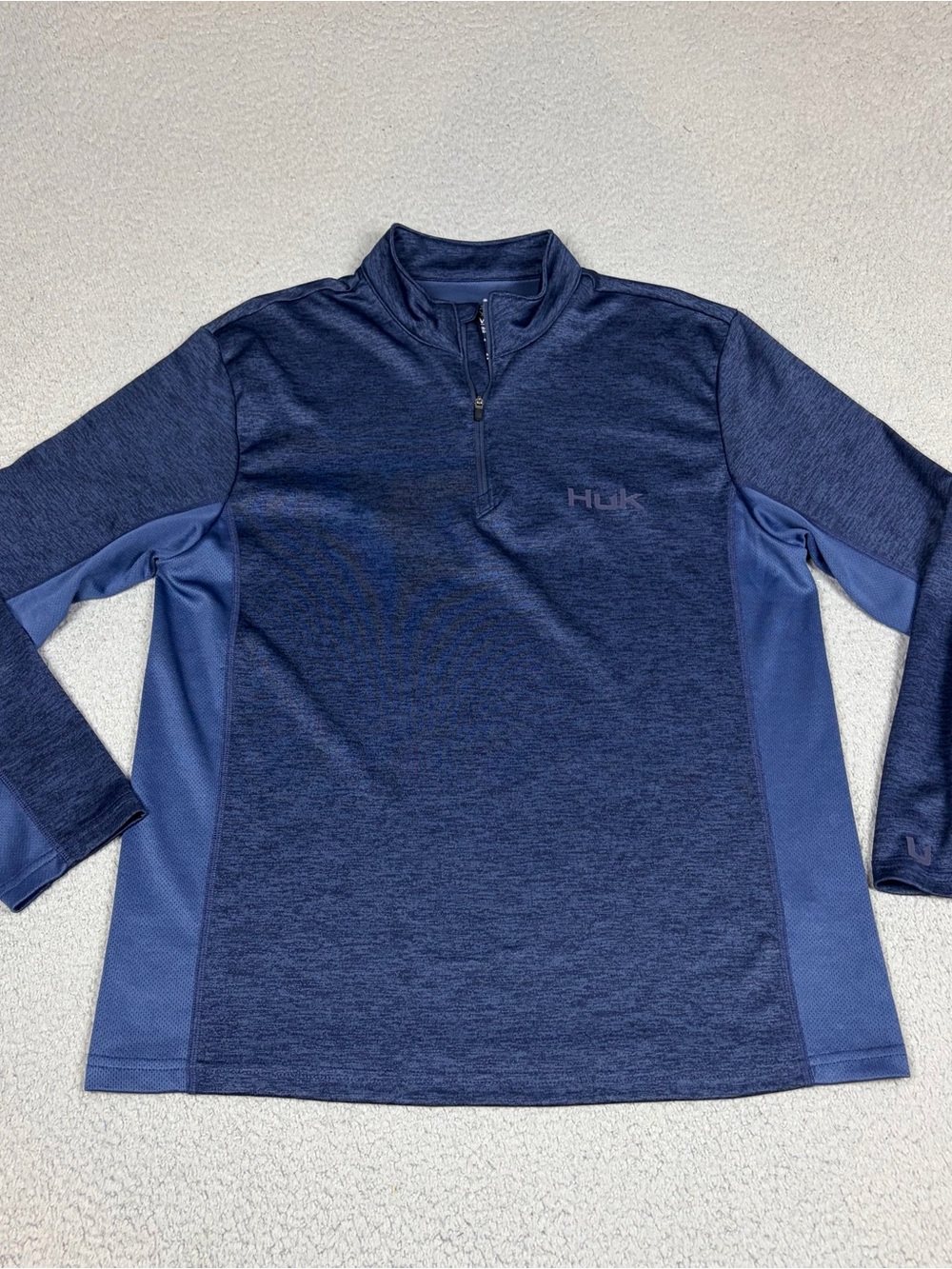 Huk Fishing Quarter-Zip Pullover Men's Medium Dark Blue Stretch Outdoor Sweater